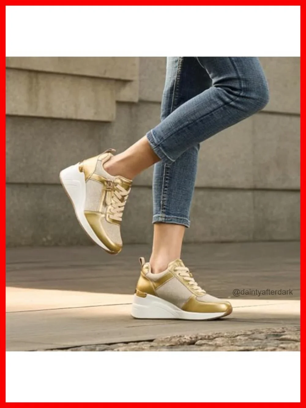 Women's Wedge Sneakers Platform Tennis Shoes with Lace-Up Closure - Breathable